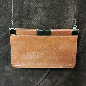 Unique Cognac/Silver Hinged Crossbody EUC #242